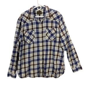 Lucky Brand Flannel Shirt Mens XXL Plaid Pearl Snap Long sleeve Gorpcore Western